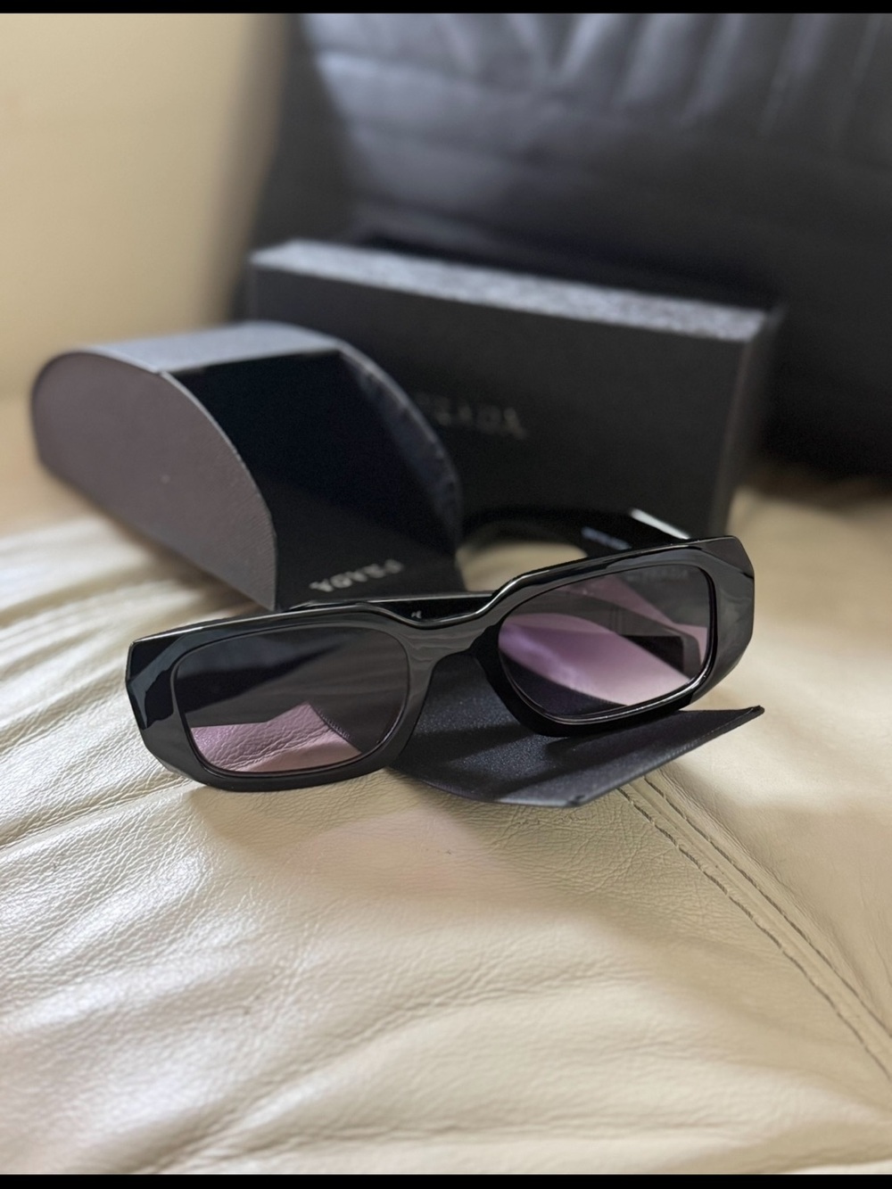 Designer Black Sunglasses with Purple Gradient Lenses